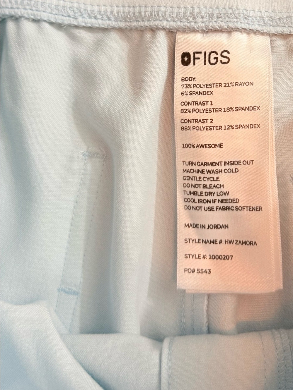 Figs Zamora Light Blue/Aqua Healthcare Worker Pants with Neon Yellow Drawstring - Picture 9 of 14